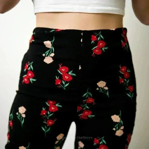 F21 Floral Wide Leg Pants - S - Picture 4 of 9
